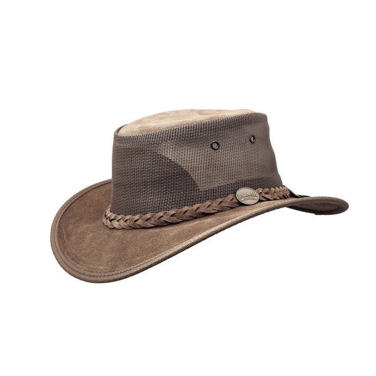 Barmah Foldaway Leather Suede Cooler Hat Royal Brown