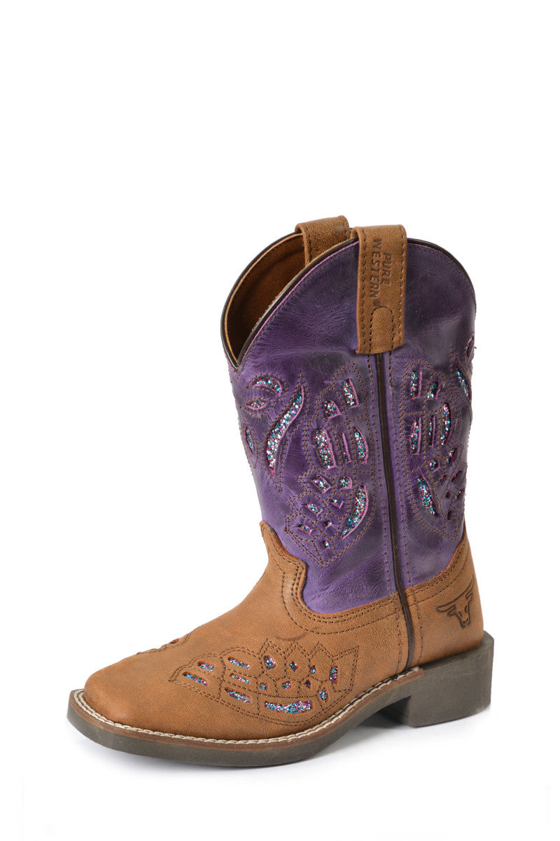 Pure Western DASH purple Glitter Girls Boots