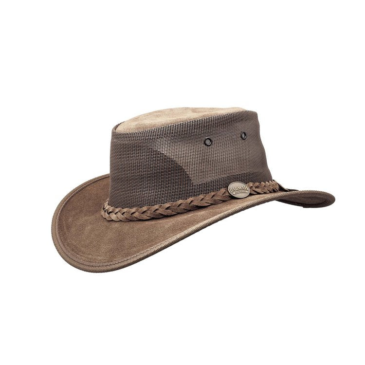 Barmah Foldaway Leather Suede Cooler Hat Royal Brown